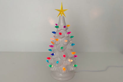 White Lighted Vintage Christmas Tree