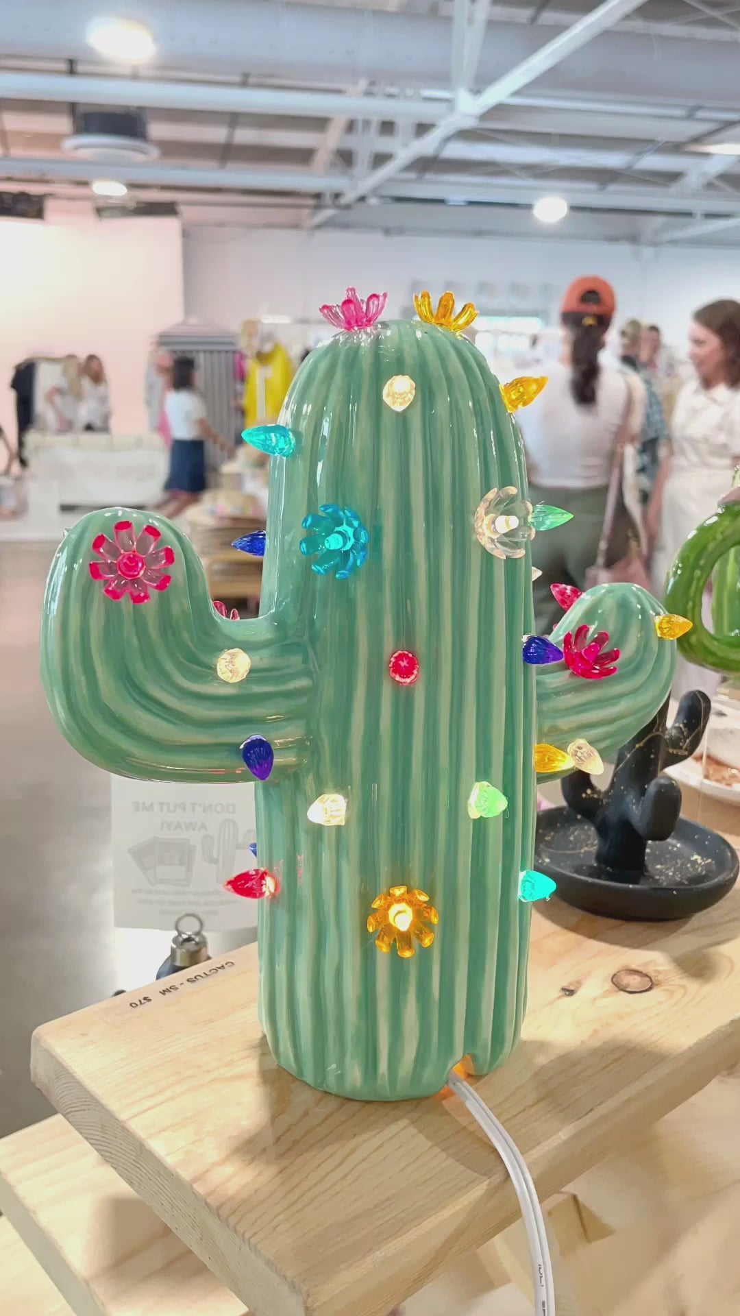 MINT Medium Ceramic Cactus Tree Light – Brush Strokes Pottery