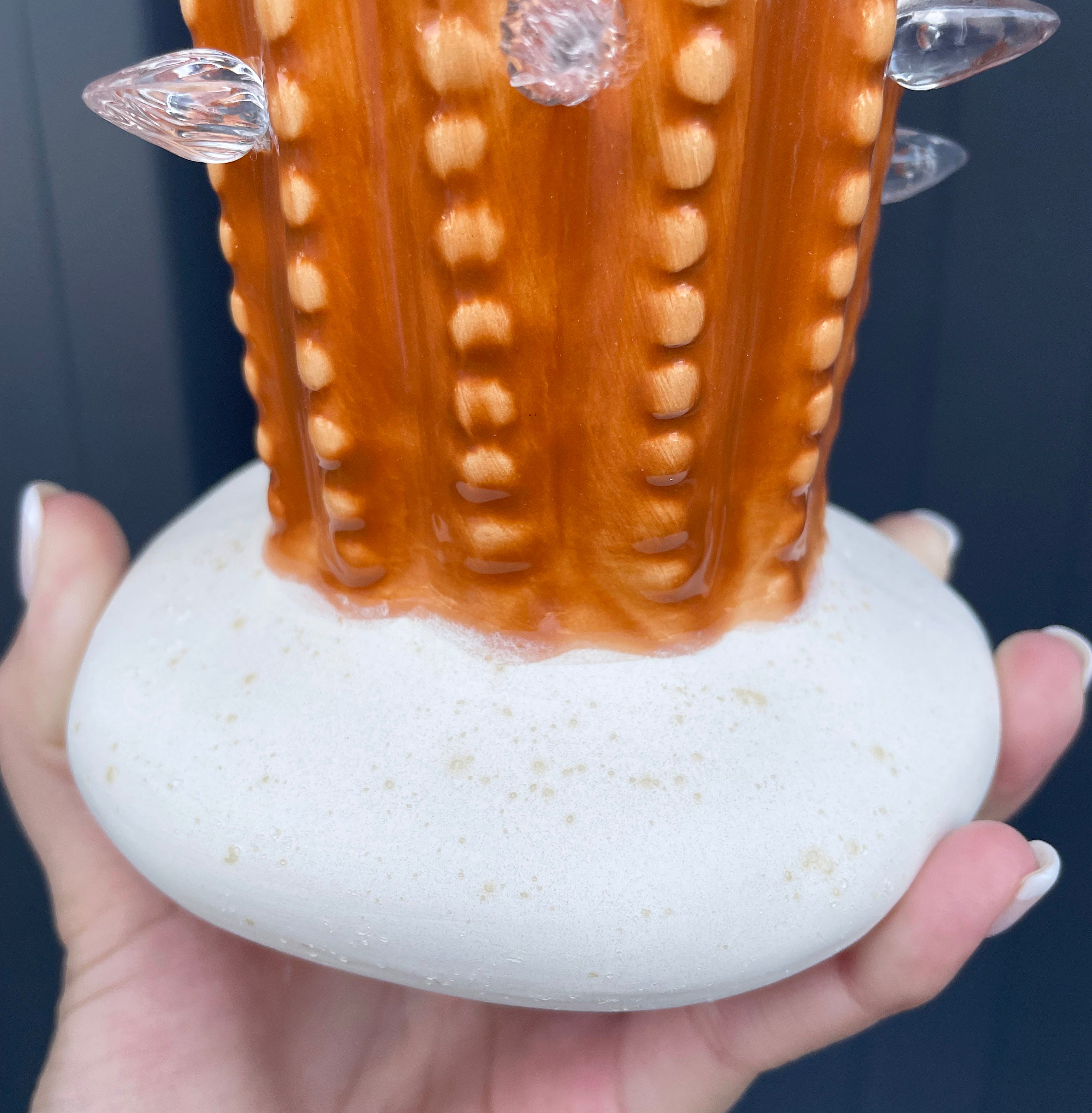 Burnt Orange Lighted Ceramic Cactus Tree