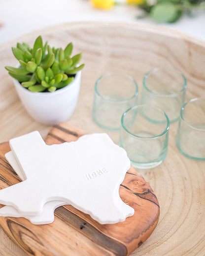 Texas Ceramic Coaster styled with small glasses
