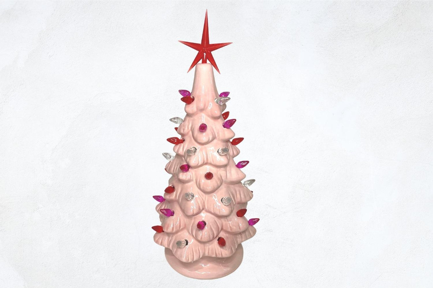 Pink Lighted Vintage Christmas Tree - Medium