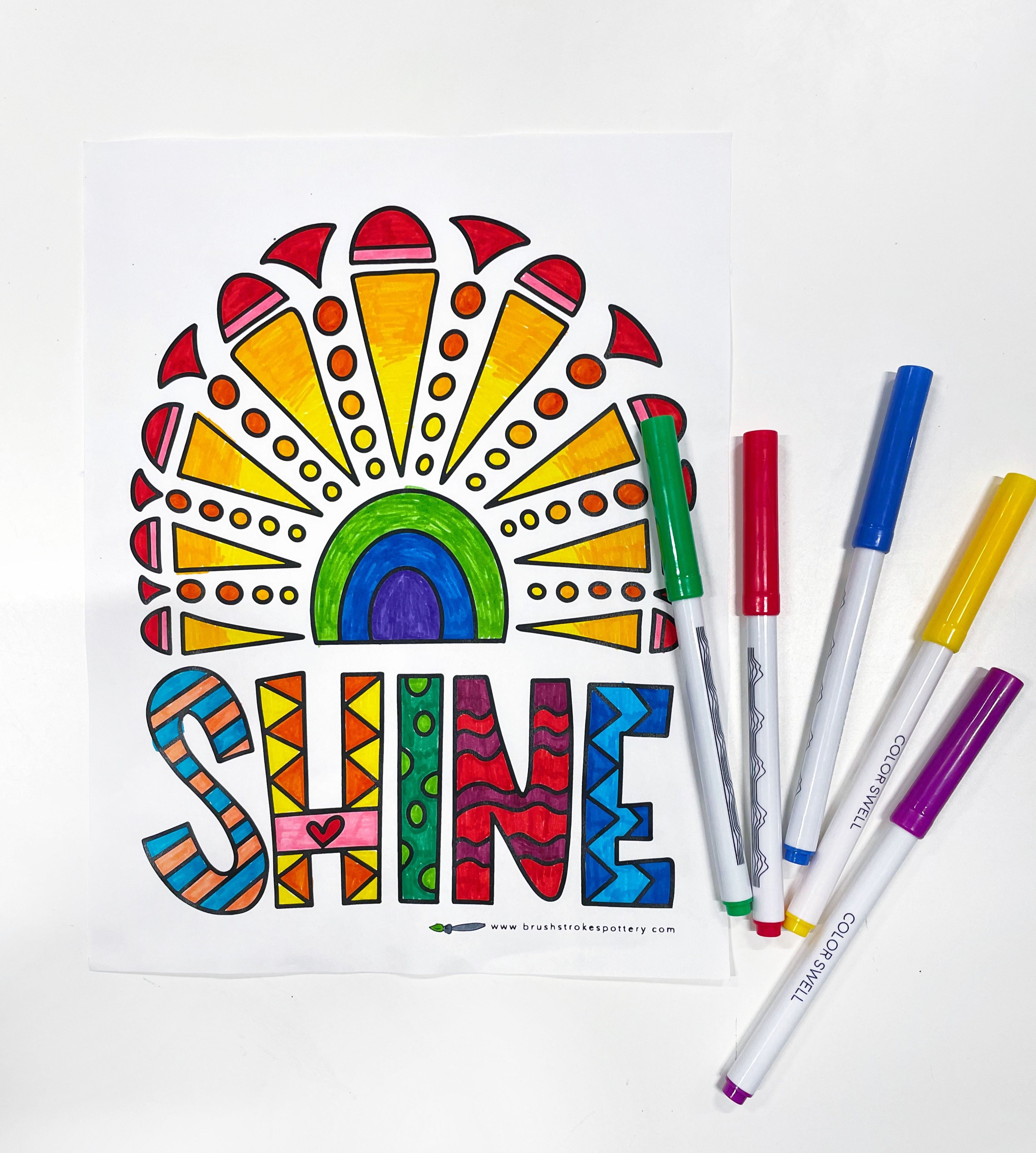 Shine Rainbow Coloring Page
