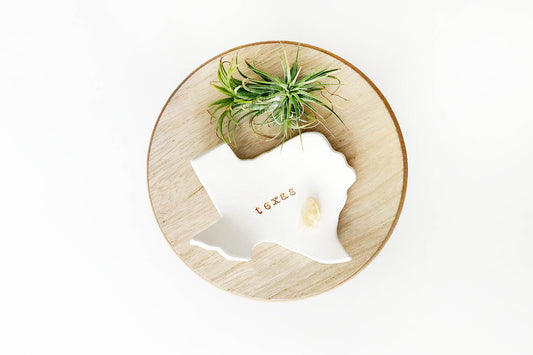 Texas Ceramic Ring Dish - White Gloss with Gold