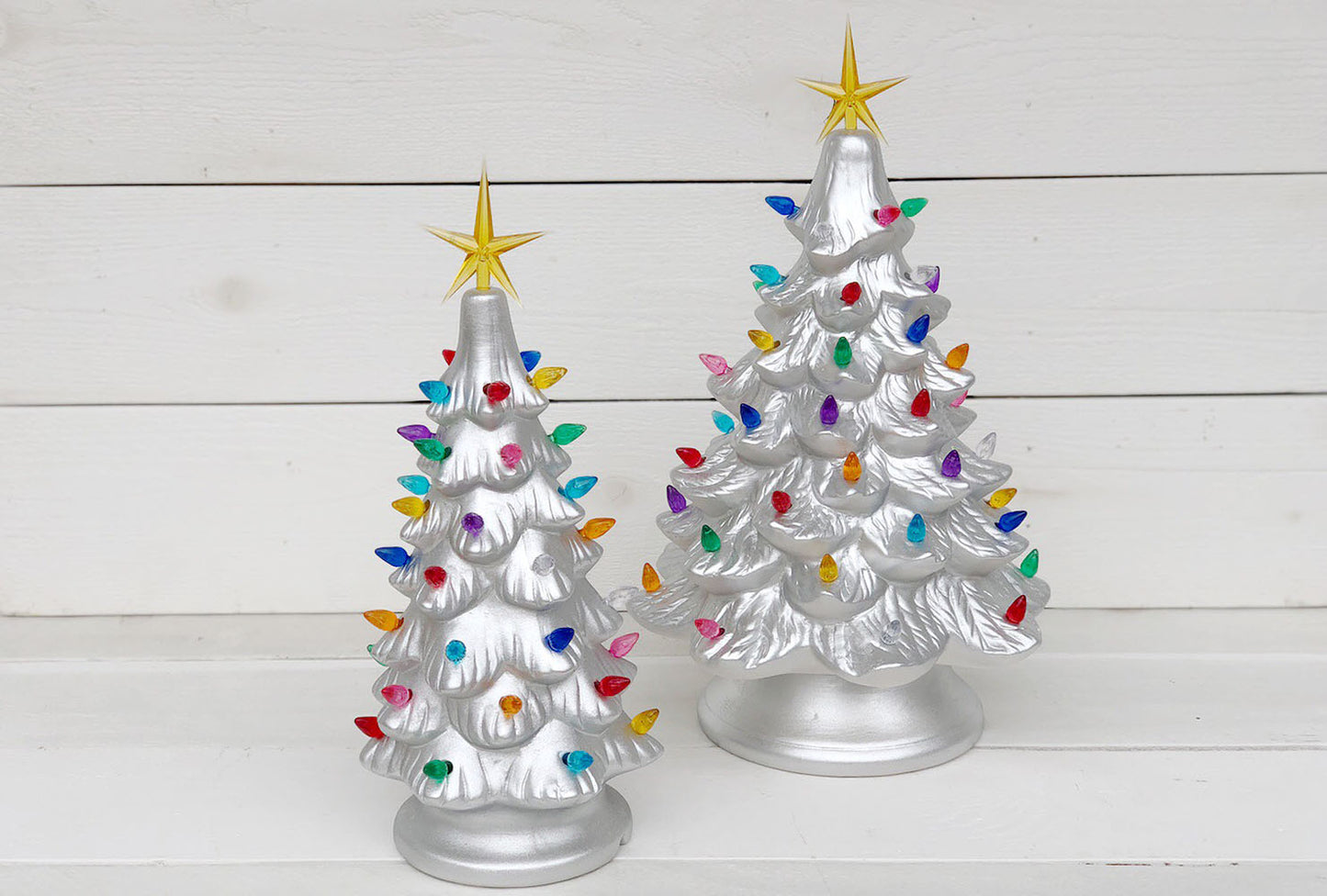 Vintage Christmas Tree  - Metallic Silver